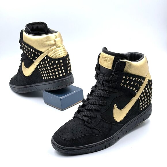 Nike Wmns Dunk Sky High Studs QS 'Black Metallic Gold' - Picture 6 of 10